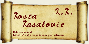 Kosta Kasalović vizit kartica